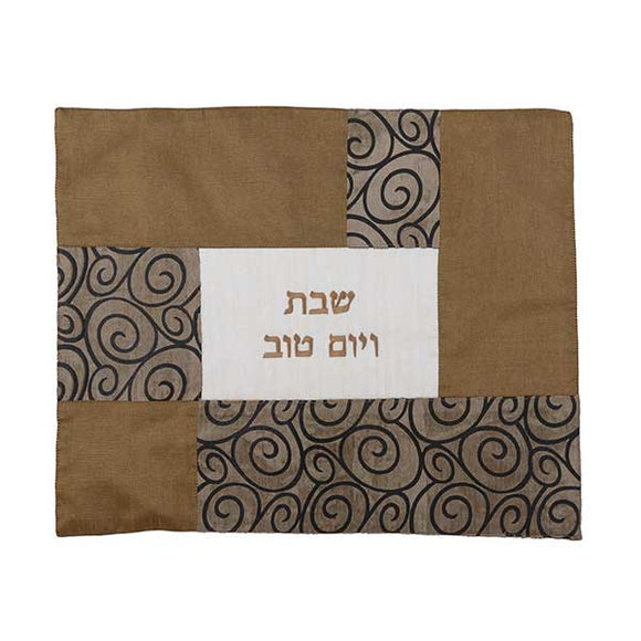 Challah Cover - Fabric Collage - Curls Copper