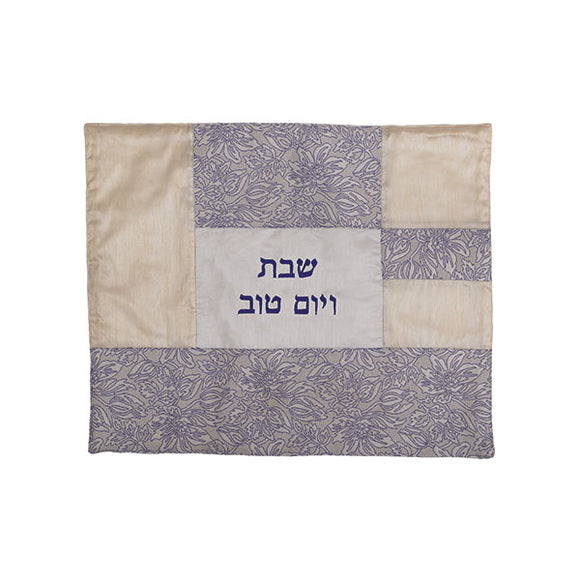 Challah Cover - Fabric Collage - White Flowers