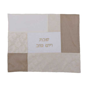 Challah Cover - Fabric Collage - White
