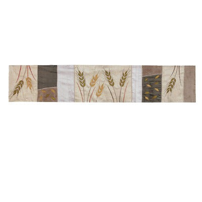 Runner - Raw Silk Appliqued 100 cm - Wheat - Gold