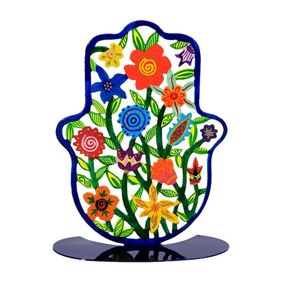 Stand - Large - Hand Painted - Hamsa Flowers