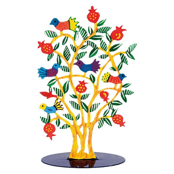 Metal Laser Cut Stand - Hand Painted - Yellow Tree