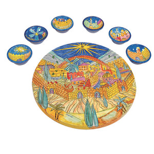 Seder Plate & Six Bowls - Jerusalem Oriental