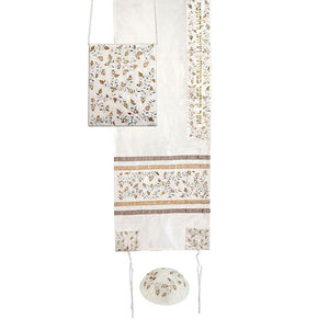 Tallit Set - Embroidery - Pomegranates - Silver - Gold