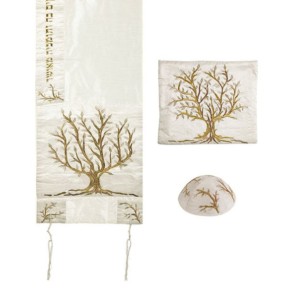 Tallit - Special Embroidery - Tree Of Life - Silver & Gold