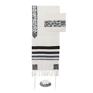 Tallit - "Magen David" - 41" Black & Gray