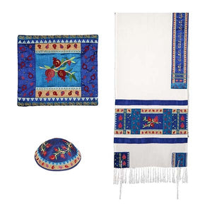 Tallit - Applique & Embroidery - Pomegranates - Multicolored