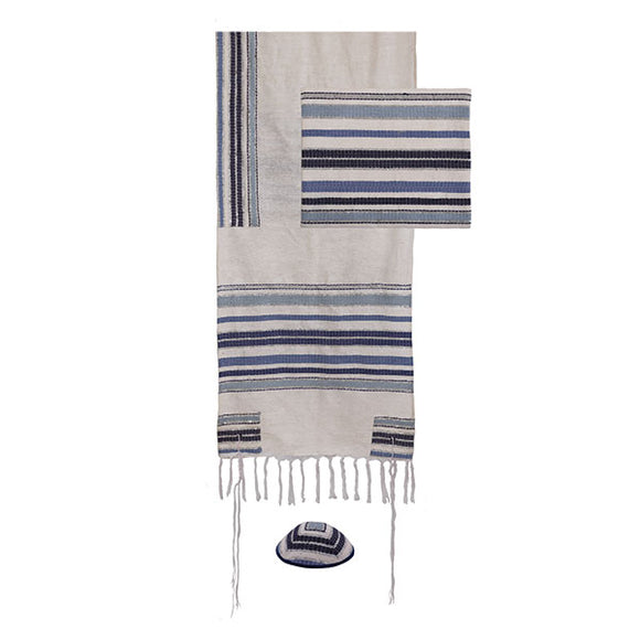 Tallit - Hand Woven & Atara With Blessing - 105 cm - Blue