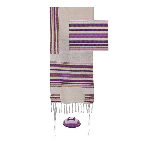 Tallit - Hand Woven & Atara With Blessing - 105 cm - Purple