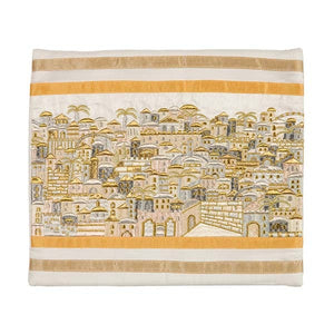 Tallit Bag - Full Embroidery - Jerusalem - Gold/Silver
