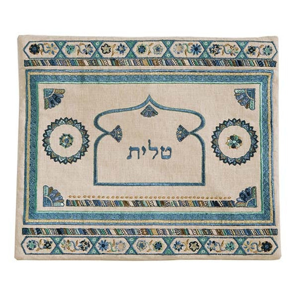 Tallit Bag - Embroidery - Linen - Blue