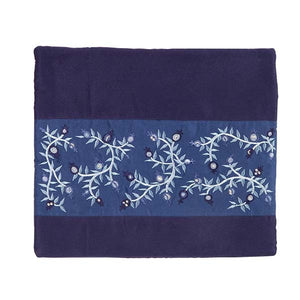 Tallit Bag - Embroidery - Pomegranates - Blue Stripe