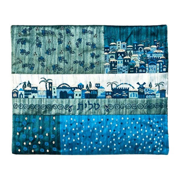 Tallit Bag - Patches & Embroidery - Jerusalem Blue