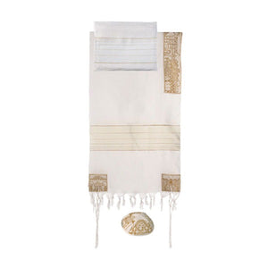 Tallit - Hand Embroidered - 42" x 77" - Jerusalem - Style 7