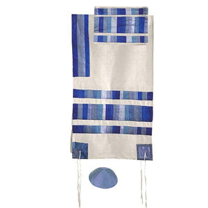 Appliqued Tallit & Stripes - 40" - Blue