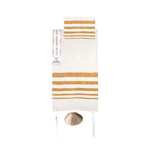 Tallit - Raw Silk With Embroidered Atara 21" - Style 3