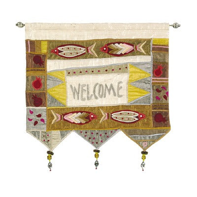 Wall Hanging - Welcome In English & Fish - Multicolored