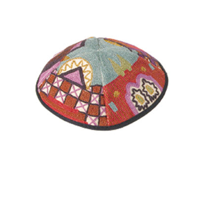 Kippah Hand Embroidered - Jerusalem Multicolored