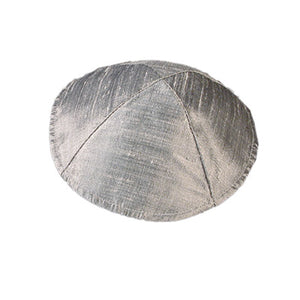 Raw Silk Kippah - Gray