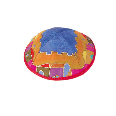 Kippah - Hand Painted Silk - Jerusalem - Multicolored II
