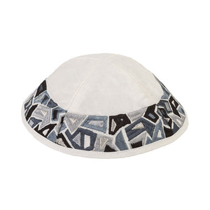 Kippah - Embroidered - Geometry Black & Gray