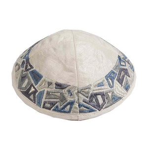 Kippah - Embroidered - Geometry Gray