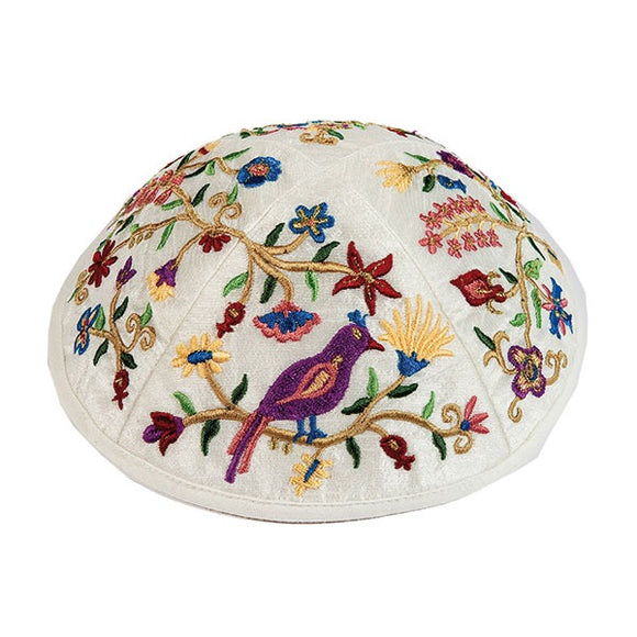 Kippah - Embroidered - Birds - Multicolored