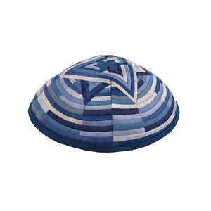 Kippah - Embroidered - Large Magen David - - Blue