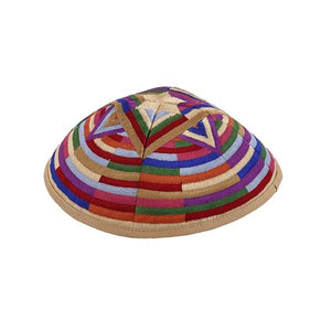 Kippah - Embroidered - Large Magen David - - Multicolored
