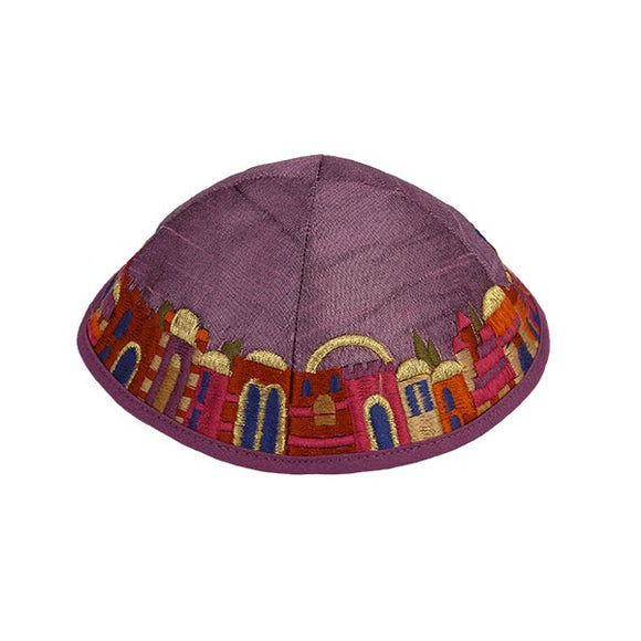 Kippah - Embroidered - Jerusalem - Purple