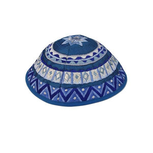 Kippah - Embroidered - Abstract - Blue