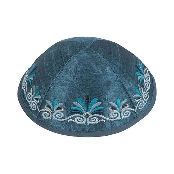 Kippah - Embroidered - Wave - Blue