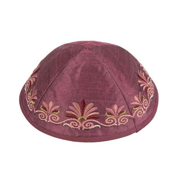 Kippah - Embroidered - Wave - Pink