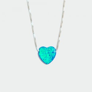 Opal Heart Silver/Gold-Plated Necklace