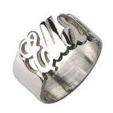 Sterling Silver English Script Personalized Cutout Ring