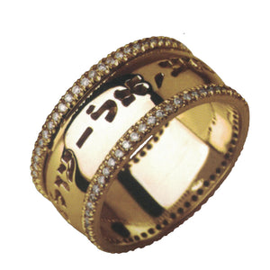 14K Yellow Gold Diamond-Studded Personalized Ring