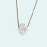 Opal "Hamsa" Silver/Gold-Plated Necklace